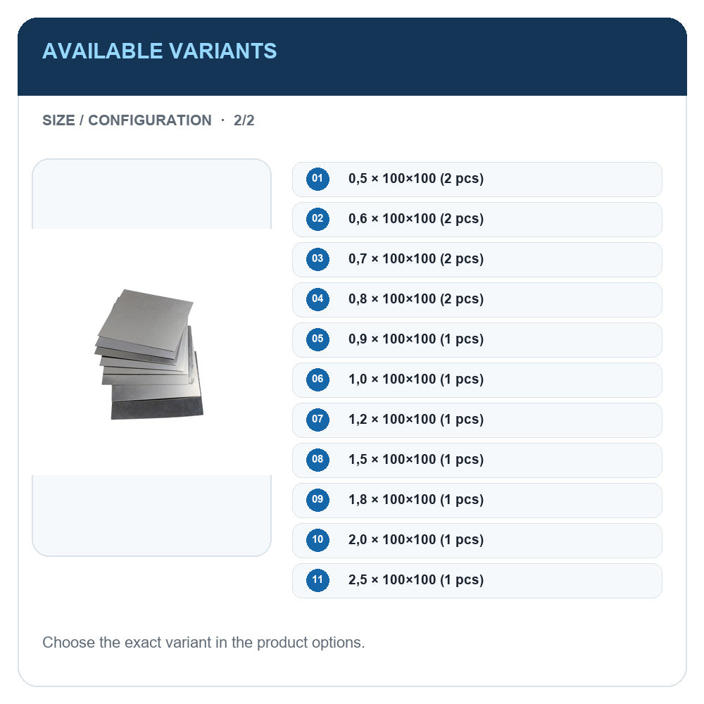 A1 · Available variants · 2
