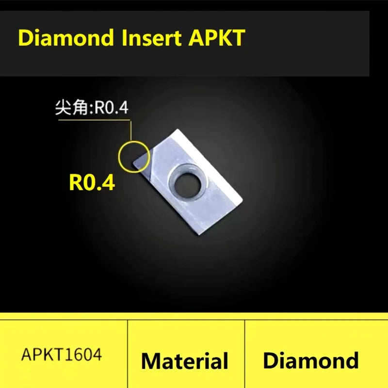 APKT1604 алмазная фрезерная вставка, твердосплавный корпус, PCD/CBN, для алюминия, фрезеровки и точения