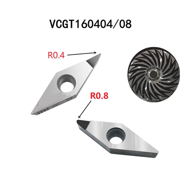 VCGT160404/VNMG160408 PCD алмазные вставки для токарных резцов, обработка алюминия и латуни