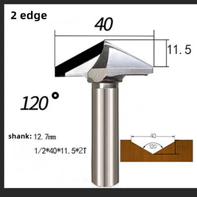 Алмазные V-образные фрезы по дереву, PCD, хвостовик 1/2", для MDF, 3D-гравировки и фаски