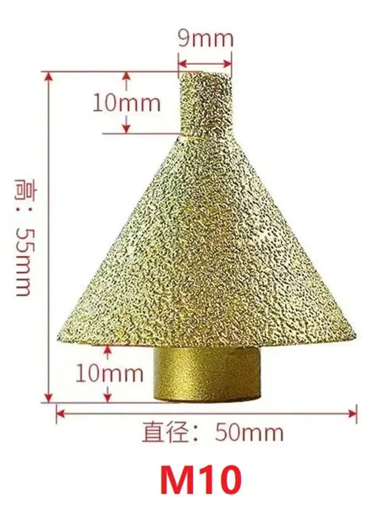 Фреза алмазная фасонная M10 с резьбой M14 для плитки, мрамора и керамики, для сверления и снятия фаски
