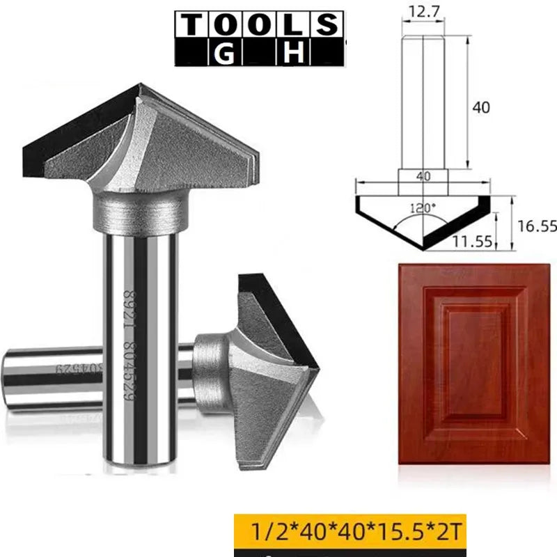 Алмазные V-образные фрезы по дереву, PCD, хвостовик 1/2", для MDF, 3D-гравировки и фаски