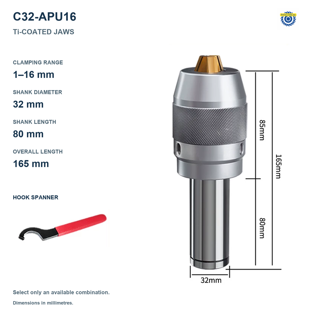 Самозажимной сверлильный патрон — C32 / APU16 / Кулачки с Ti-покрытием