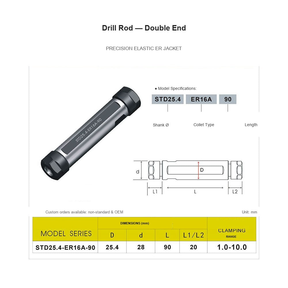 Swiss-Type Drill Rod STD25.4-ER16A-90