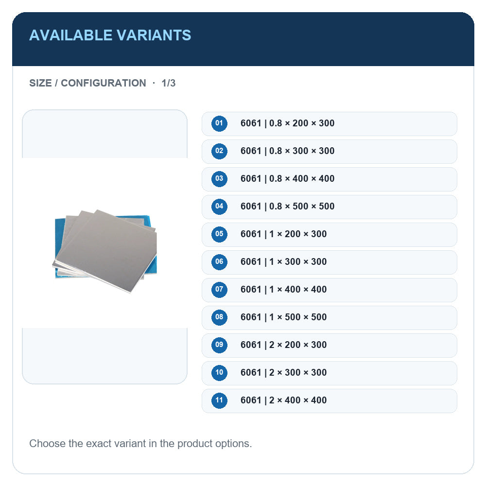 A1 · Available variants · 1