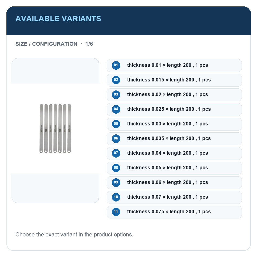 A1 · Available variants · 1