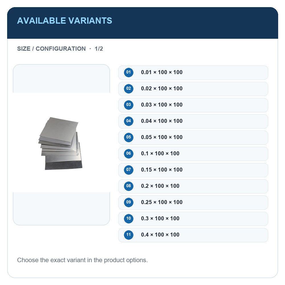A1 · Available variants · 1