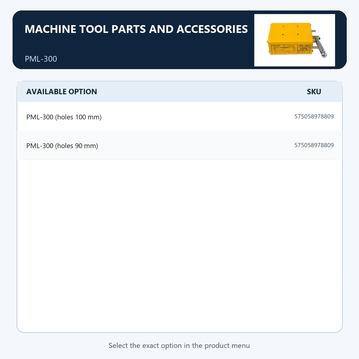 Machine tool parts and accessories — PML-300