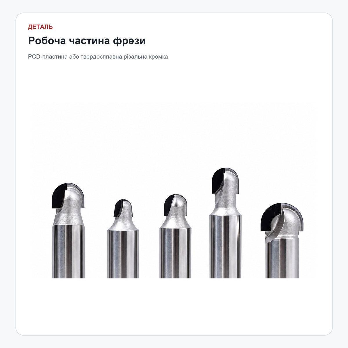 Радіусна пазова алмазна фреза PCD, хвостовик 12,7 мм — робоча частина