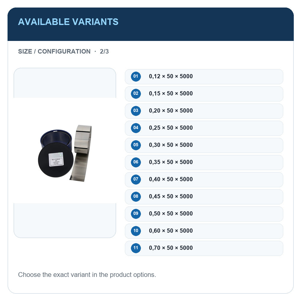 A1 · Available variants · 2