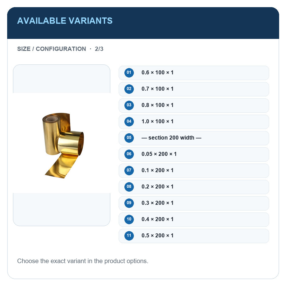 A1 · Available variants · 2