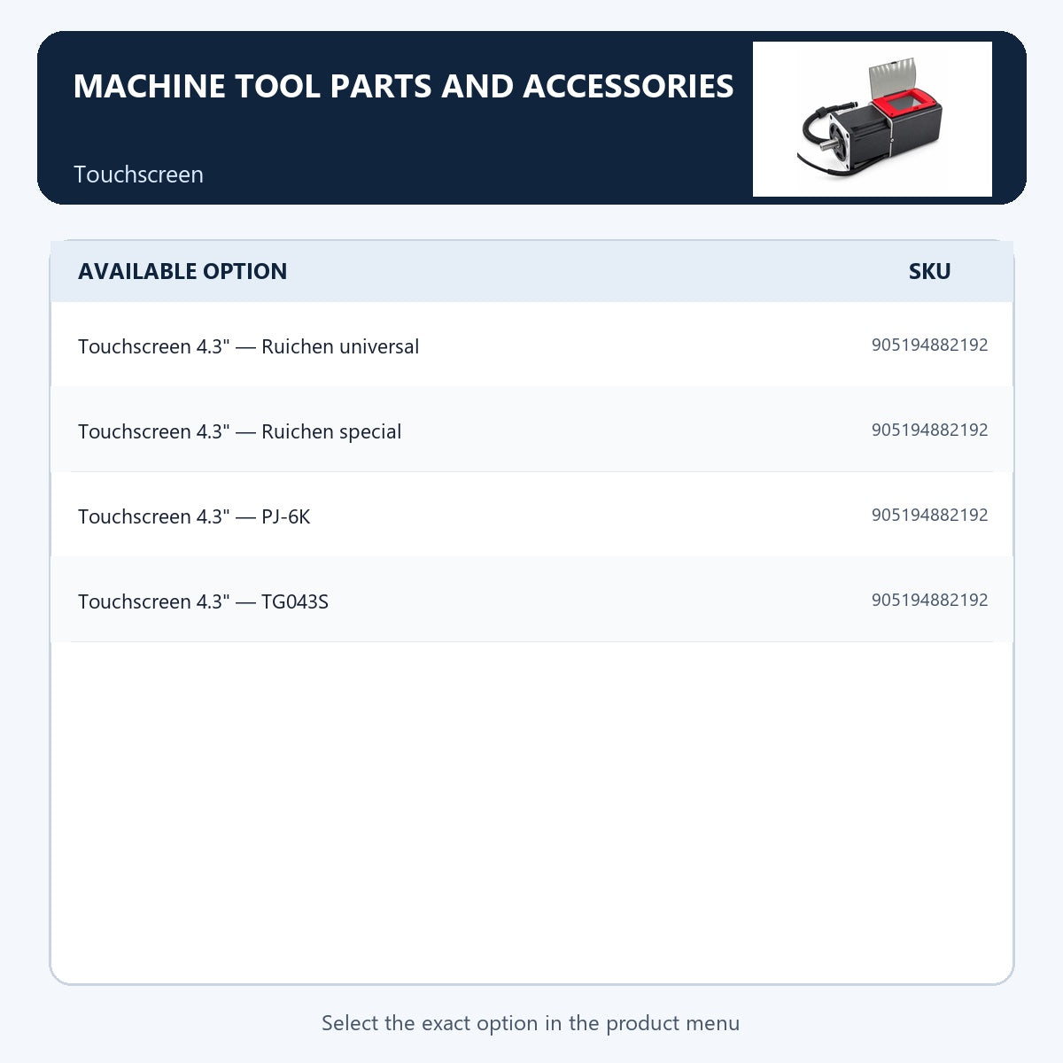 Machine tool parts and accessories — Touchscreen