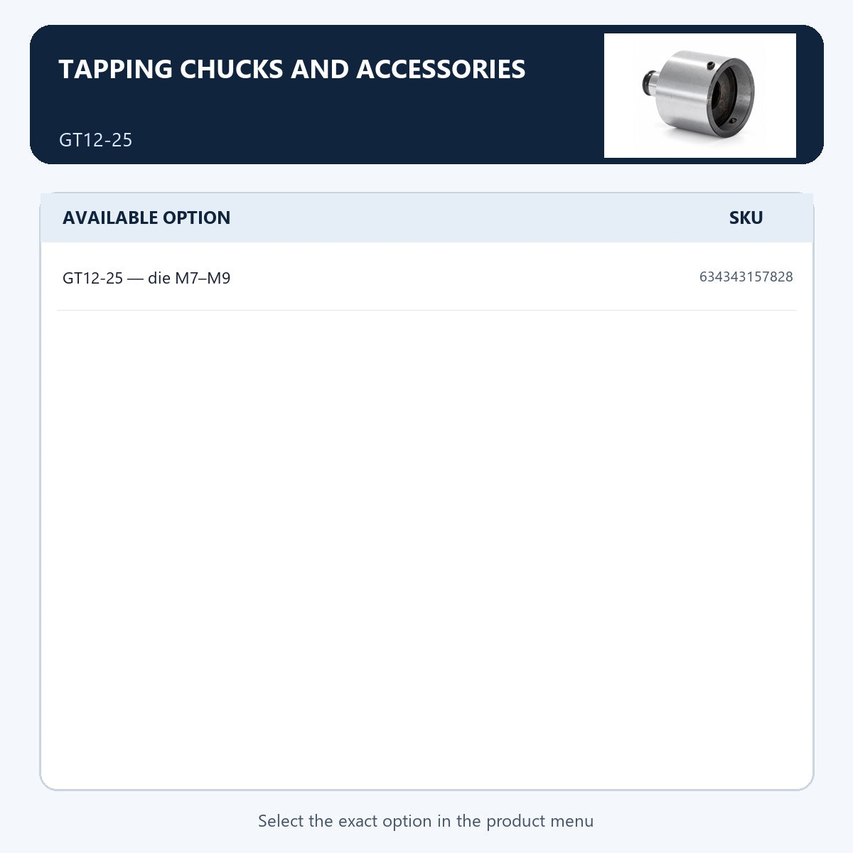 Tapping chucks and accessories — GT12-25