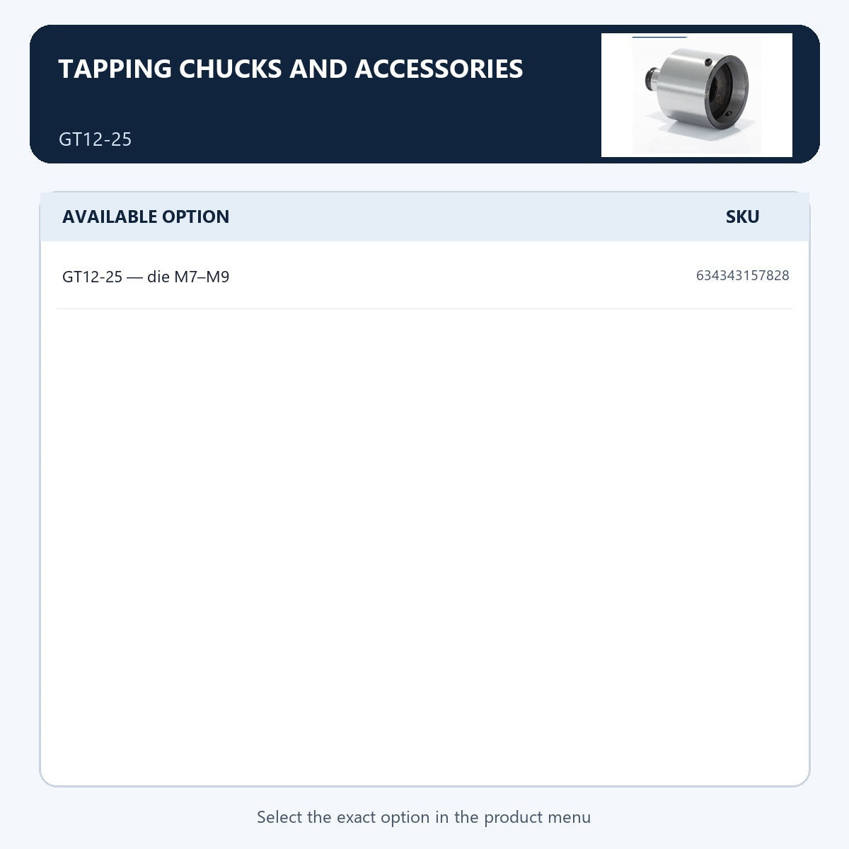 Tapping chucks and accessories — GT12-25