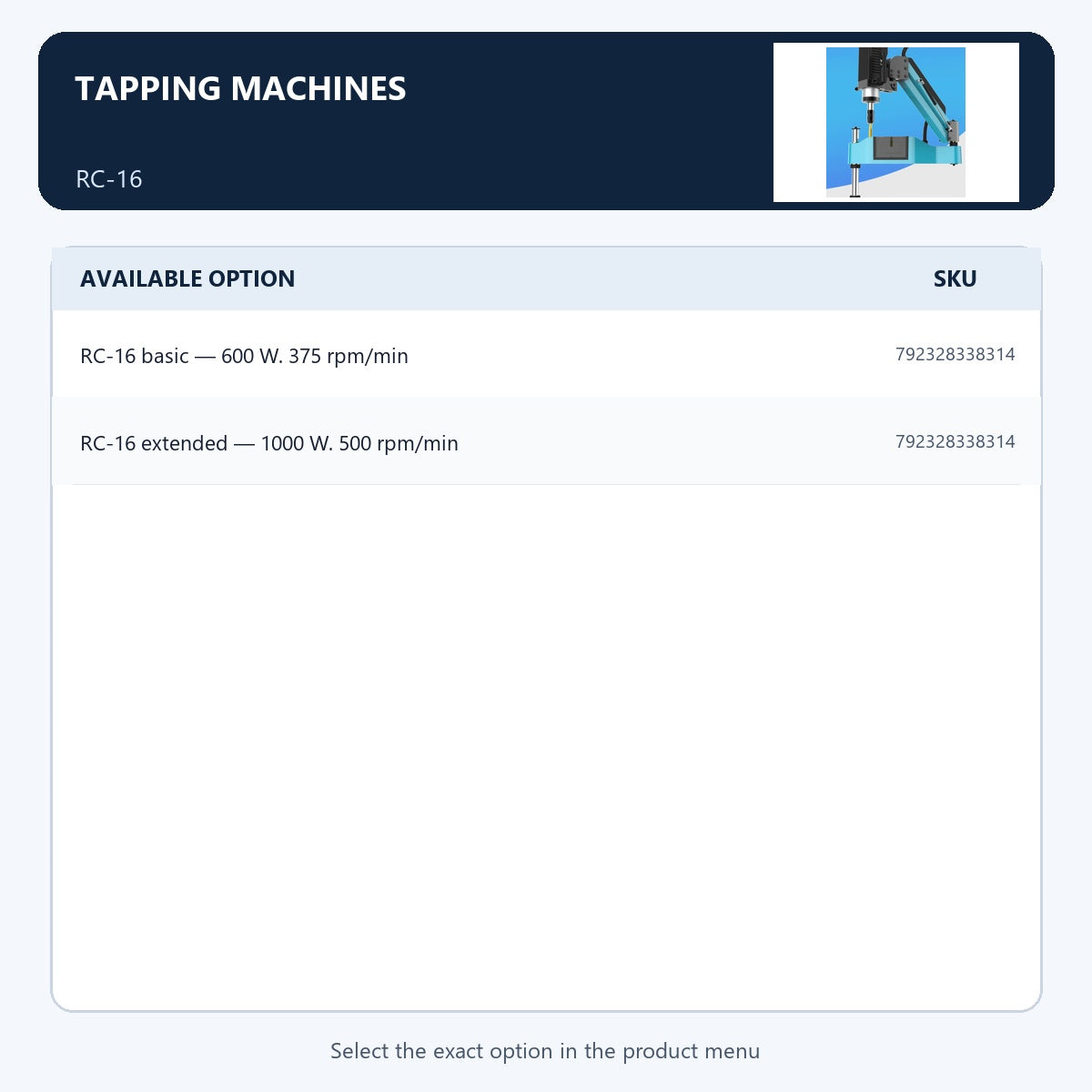 Tapping machines — RC-16
