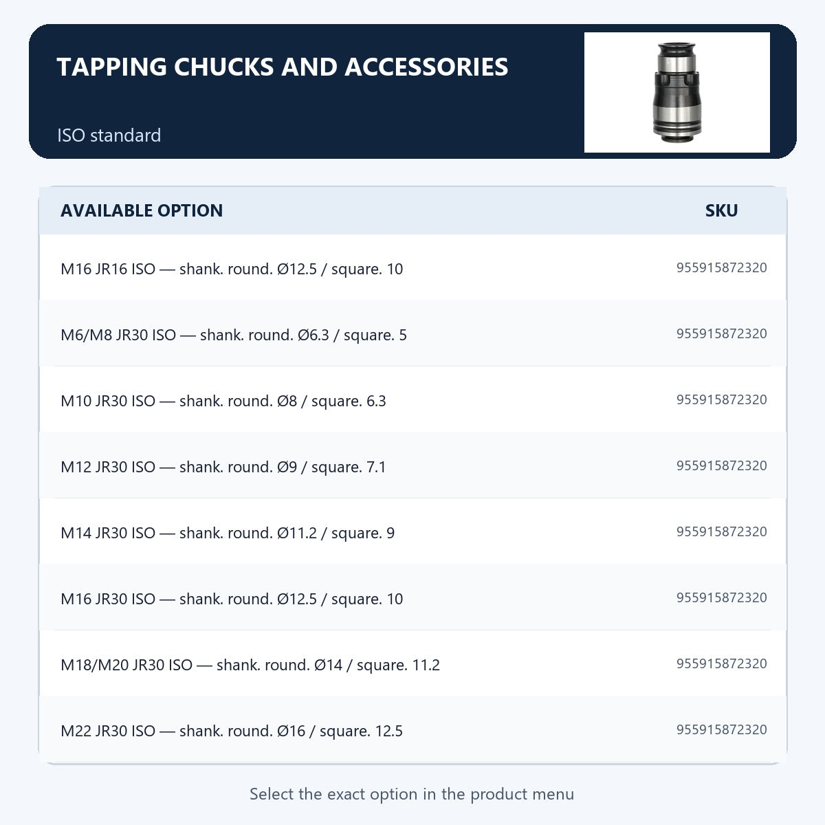 Tapping chucks and accessories — ISO standard