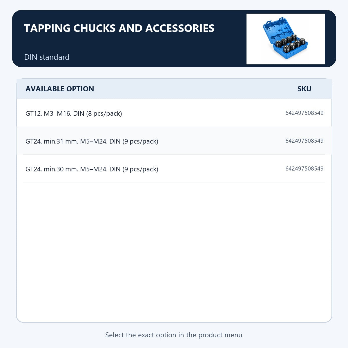 Tapping chucks and accessories — DIN standard