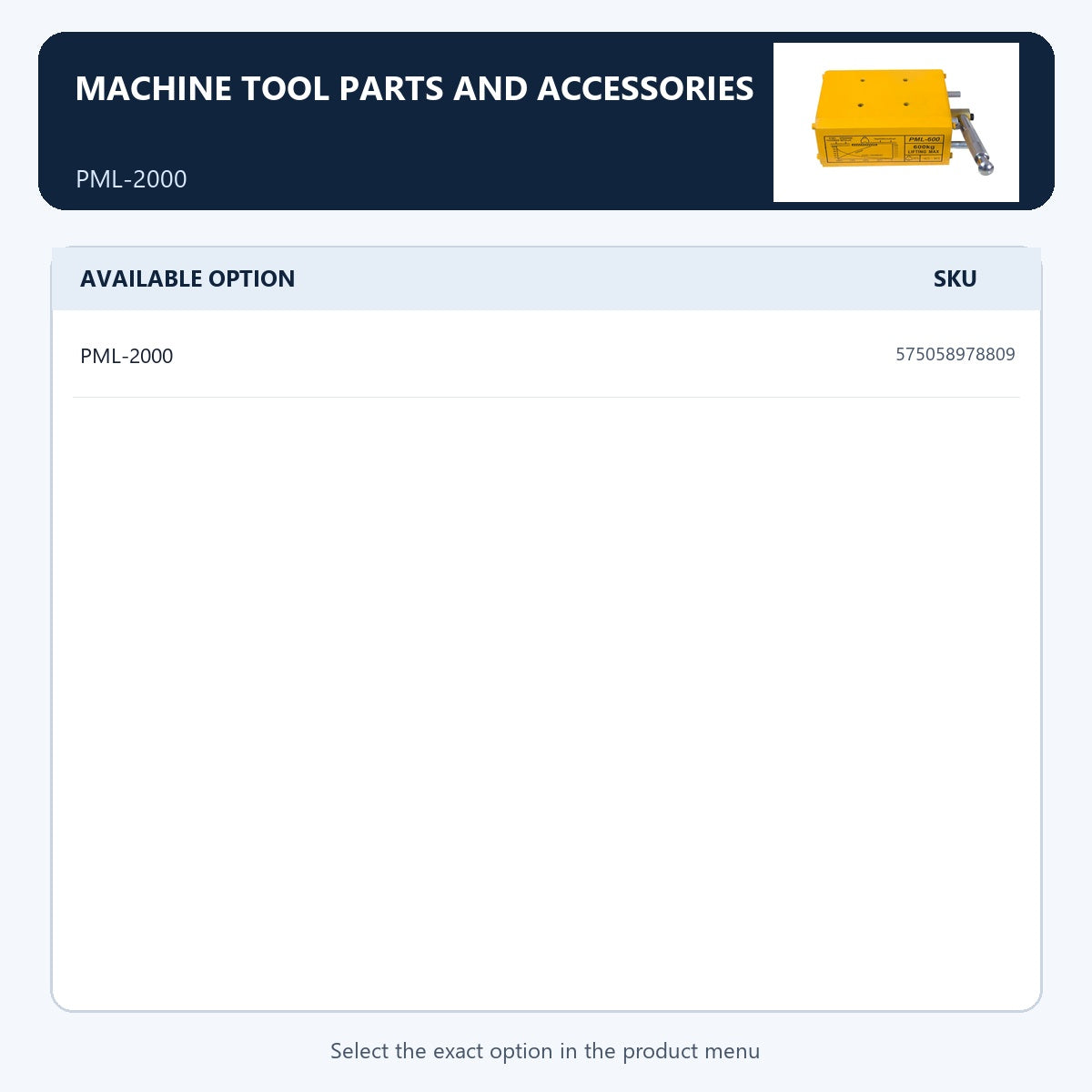 Machine tool parts and accessories — PML-2000