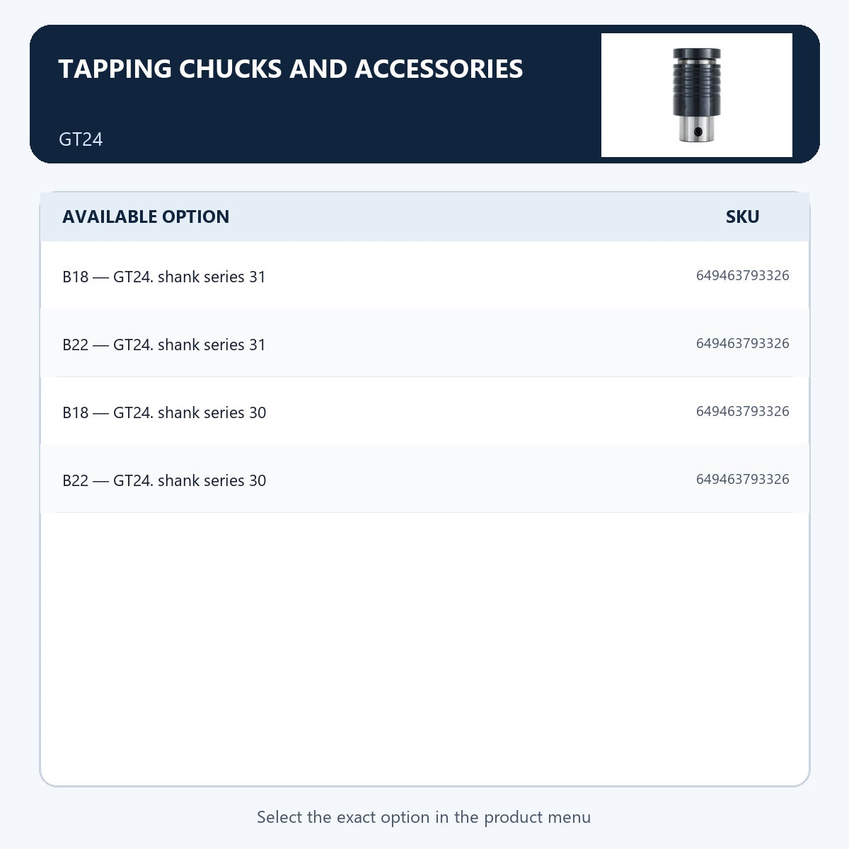 Tapping chucks and accessories — GT24