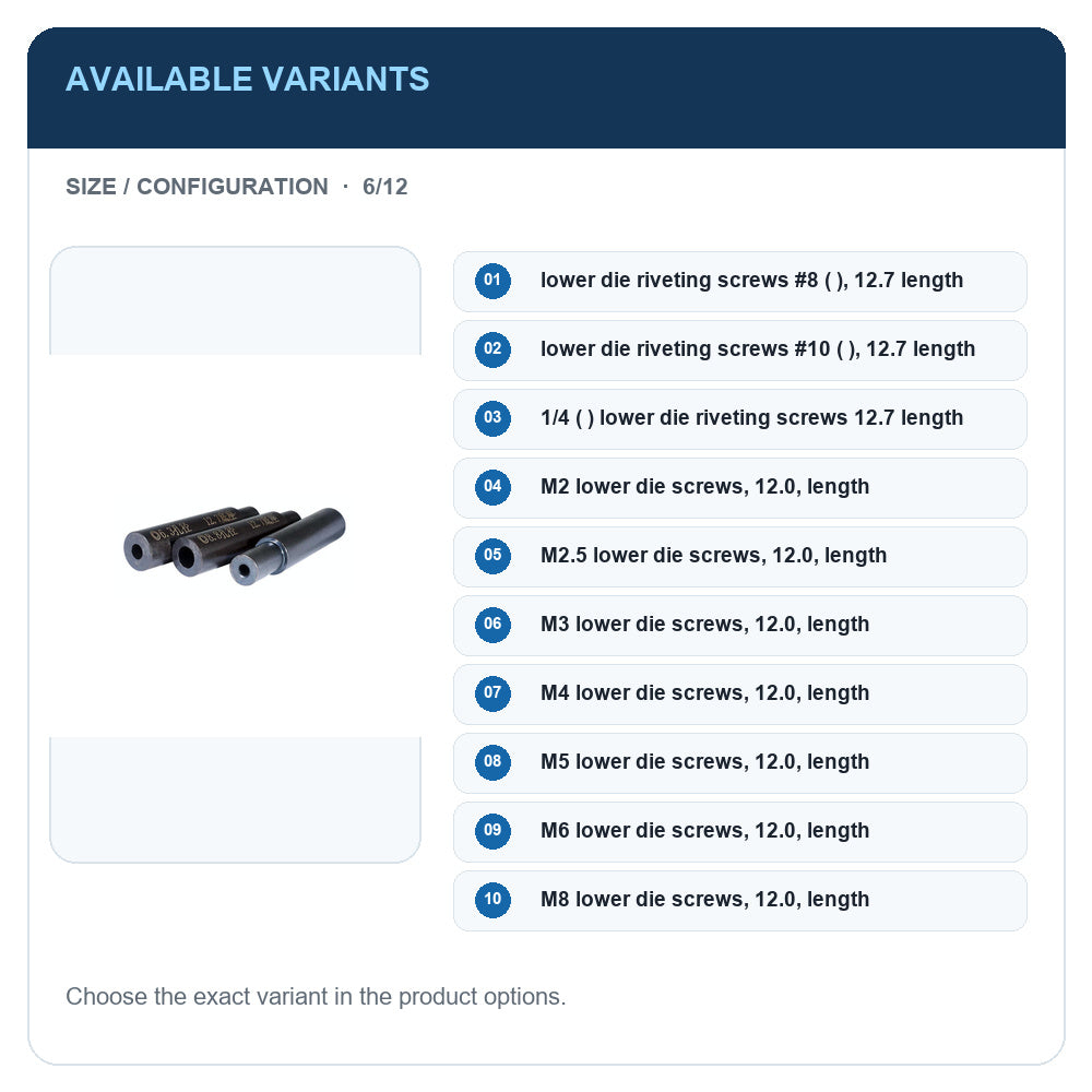 A1 · Available variants · 6