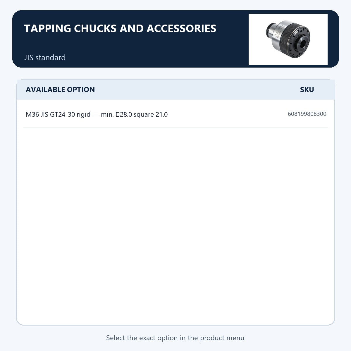 Tapping chucks and accessories — JIS standard
