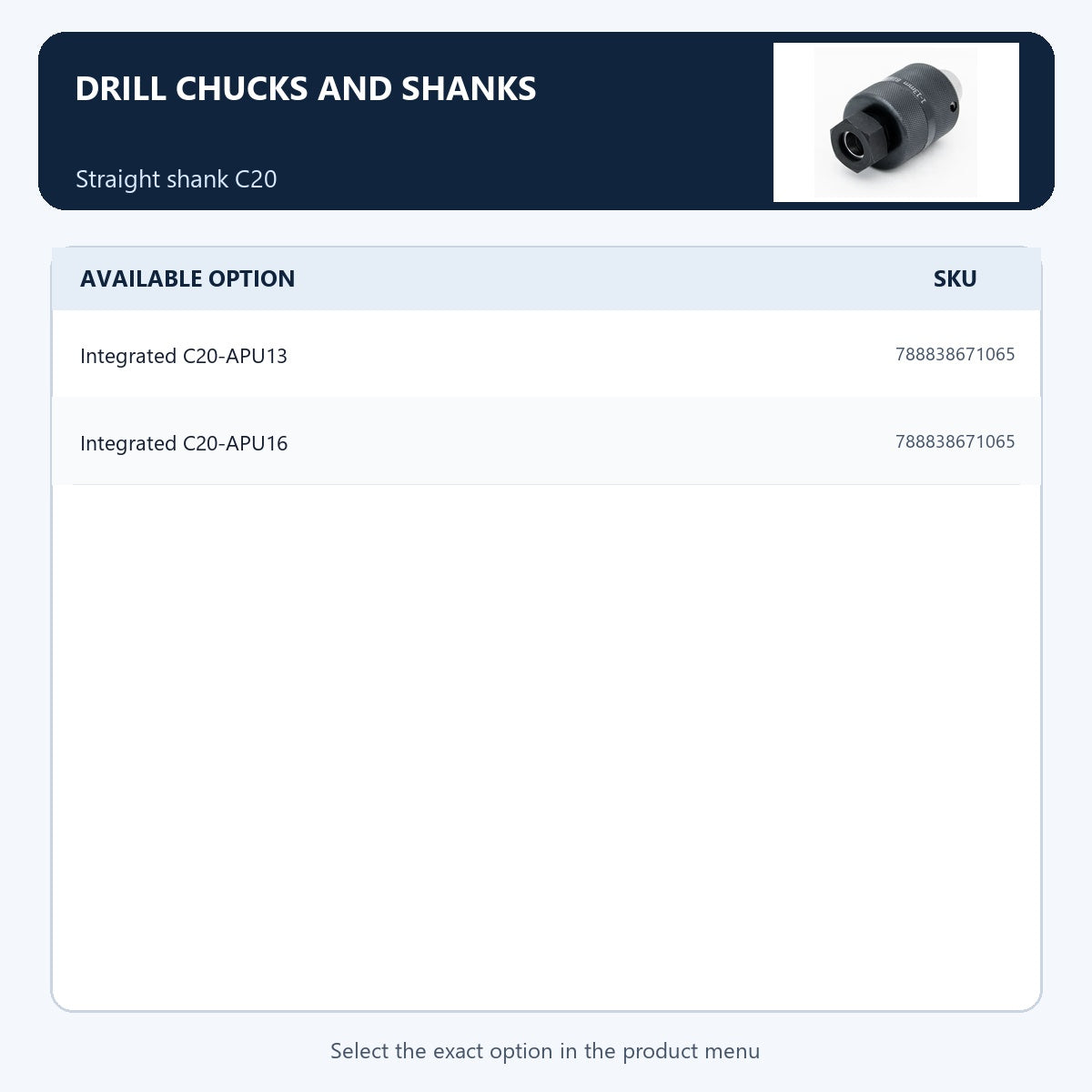 Drill chucks and shanks — Straight shank C20