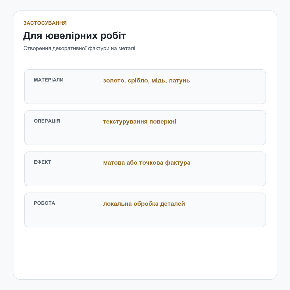Застосування алмазного різця в ювелірних роботах