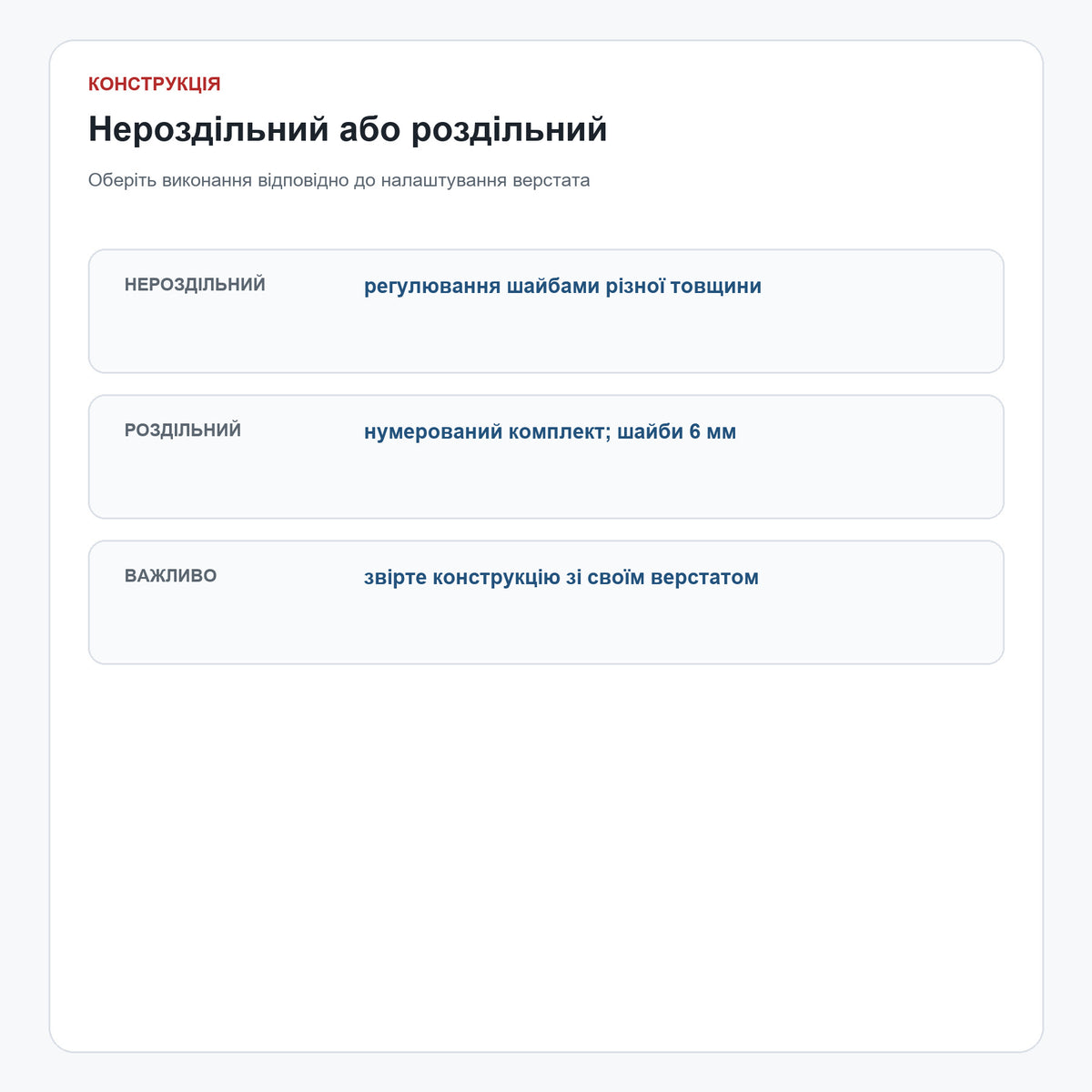 Нероздільний і роздільний комплект роликів