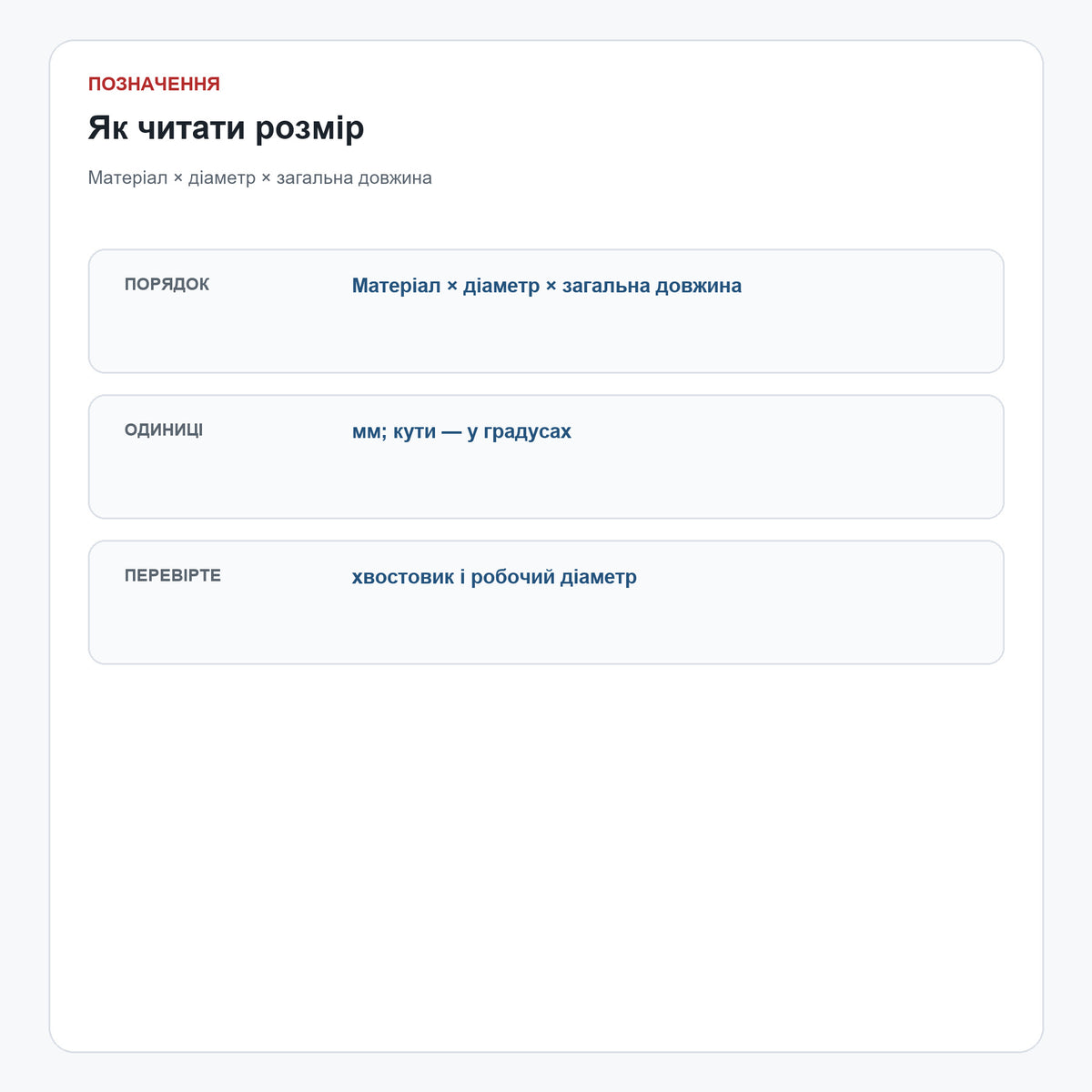 Пряма алмазна фреза PCD Ø3–12 мм для дерева та графіту — позначення
