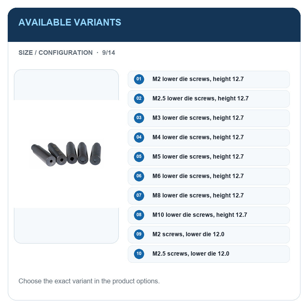 A1 · Available variants · 9