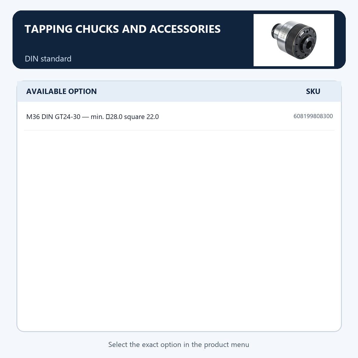 Tapping chucks and accessories — DIN standard