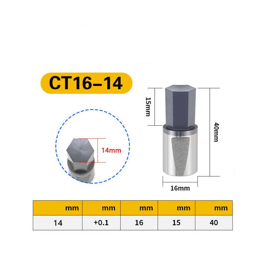 Пуансон шестигранный CT12, пуансон CT16 удлинённый ротационный реверсивный — 14mm шестигранний пуансон з 16 хвостовик короткий