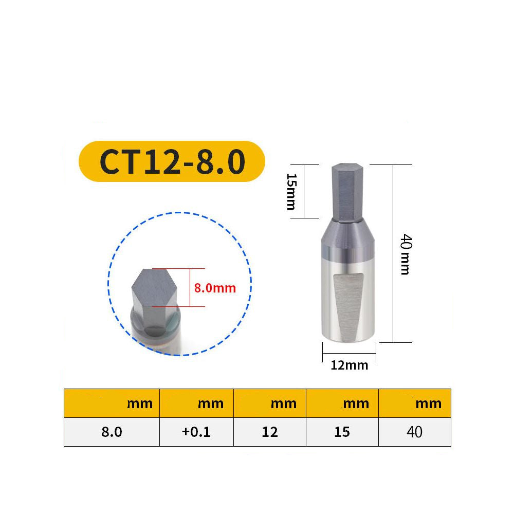Пуансон шестигранный CT12, пуансон CT16 удлинённый ротационный реверсивный — 8mm шестигранний пуансон з 12 хвостовик ct12 8