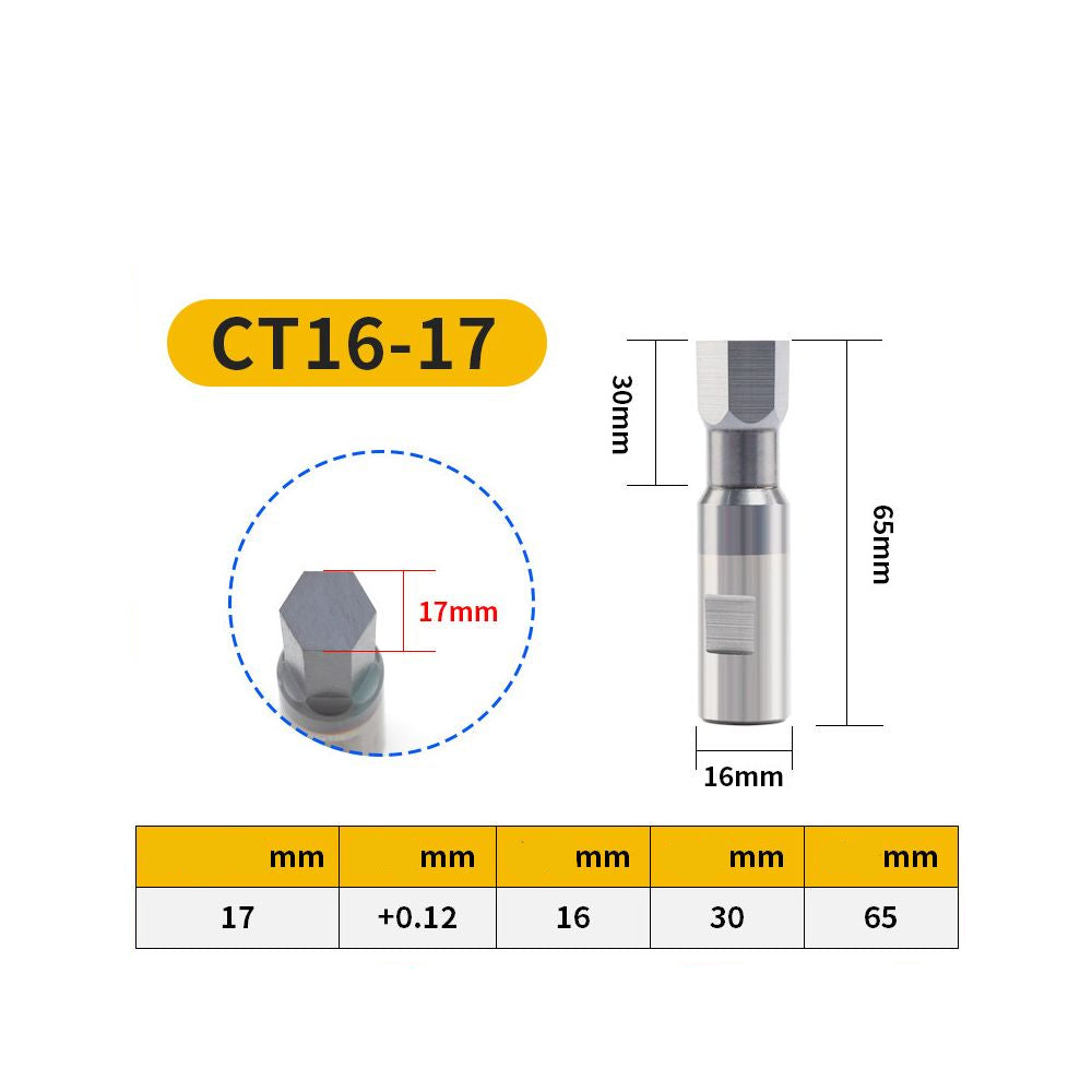 Пуансон шестигранный CT12, пуансон CT16 удлинённый ротационный реверсивный — 17mm шестигранний пуансон з 16 хвостовик ct16 17