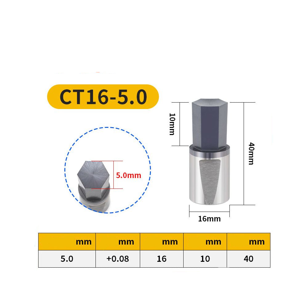 Пуансон шестигранный CT12, пуансон CT16 удлинённый ротационный реверсивный — 5mm шестигранний пуансон 16 хвостовик короткий ct16 5