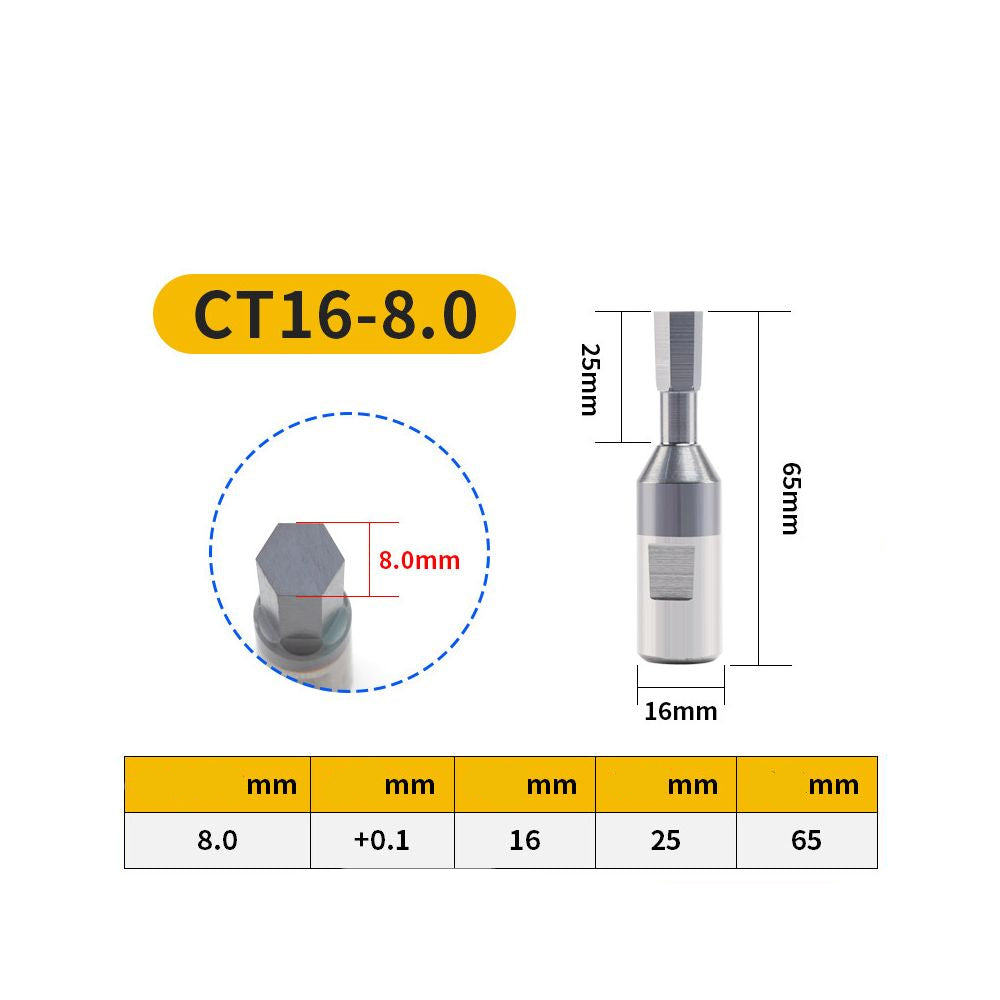 Пуансон шестигранный CT12, пуансон CT16 удлинённый ротационный реверсивный — 8mm шестигранний пуансон з 16 хвостовик ct16 8