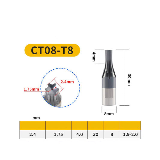 Пуансон цветочный T5 T55 немецкий, пуансон CT08 шестигранный титановый сплав — T8 пуансон зірковий головка 8 хвостовик ct08 t8 k3