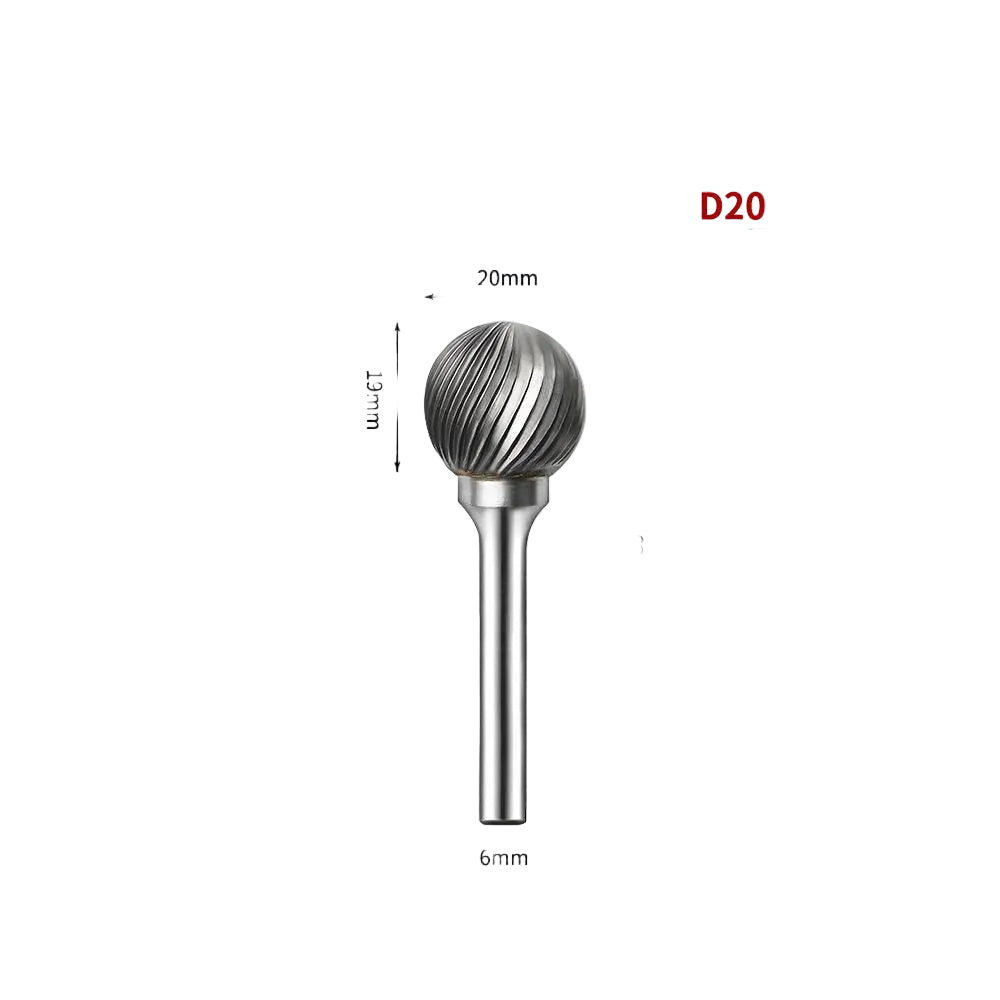 Борфреза шаровидная одно- и двузубая DX D1210M06 — D20 20mm діаметр леза одна канавка