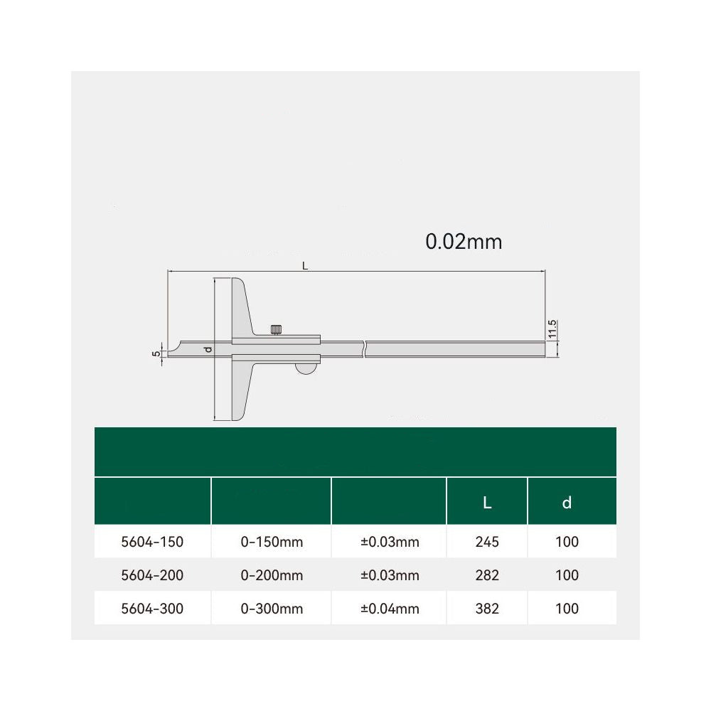 INSIZE Depth Vernier Caliper Depth Caliper 5604 0 150 200 300mm image 3