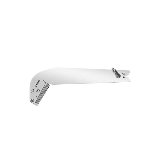LIASOR 118° Drill Lip Rake Gauge — Stainless Steel, 0-20mm Scale, 0.5mm Resolution