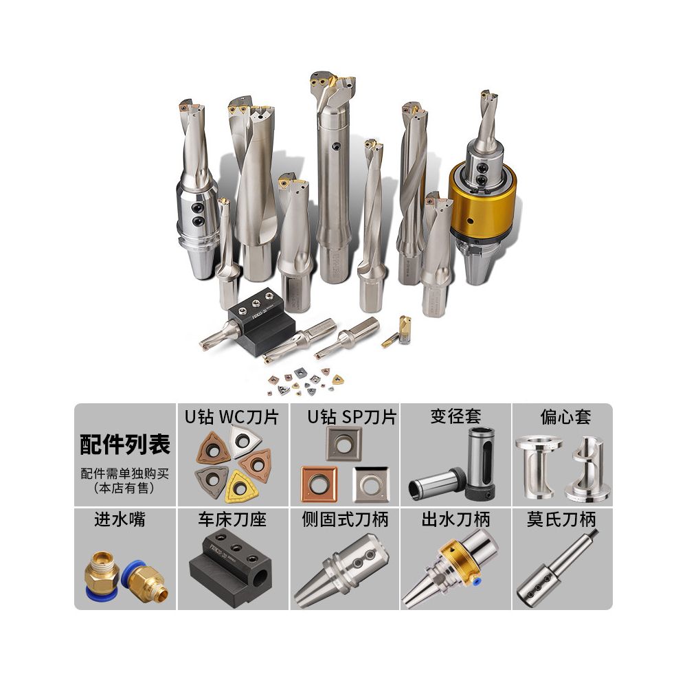 Flat bottomed deep hole extended lathe drill bit compatible with WC inserts high powered U rotation drill bit CNC water jet high speed drill bit image 5