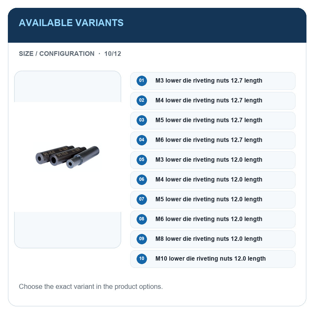 A1 · Available variants · 10