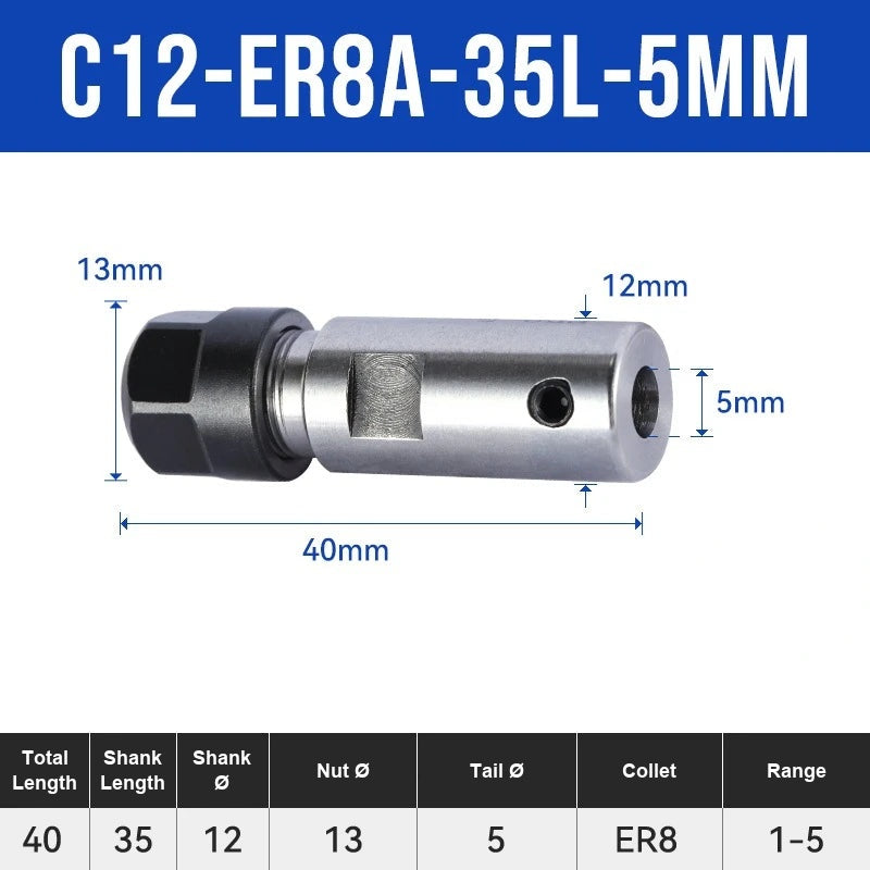 C12-ER8A-35L-5mm ER Chuck Collet Holder