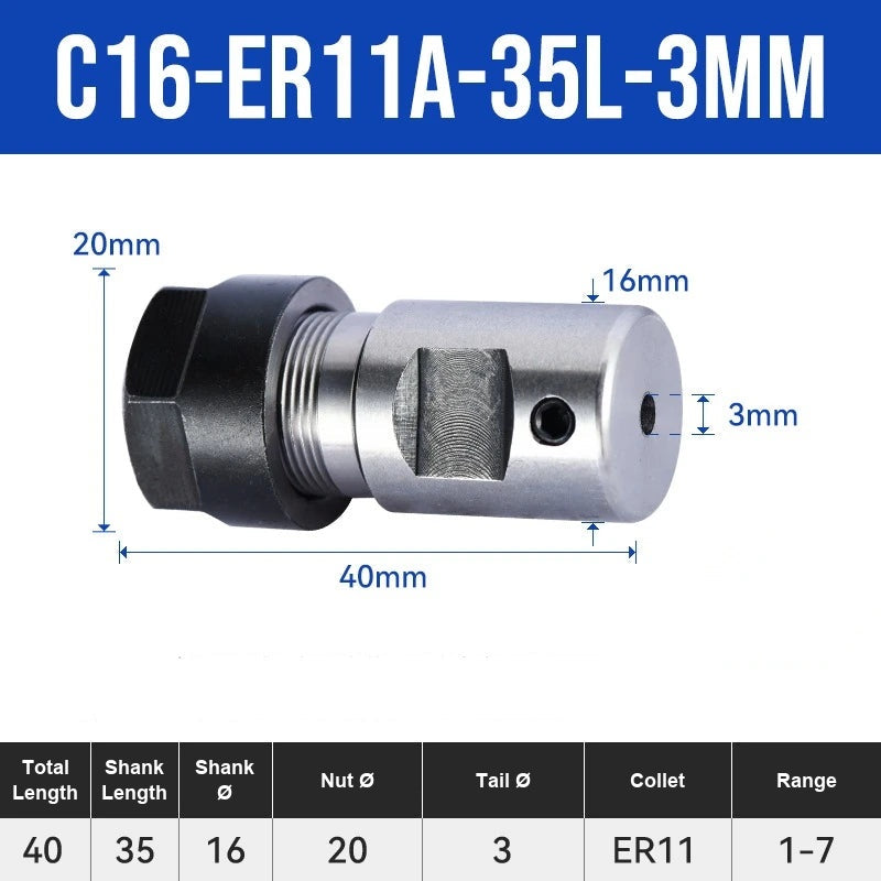 C16-ER11A-35L-3mm ER Chuck Collet Holder