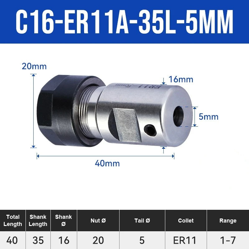 C16-ER11A-35L-5mm ER Chuck Collet Holder