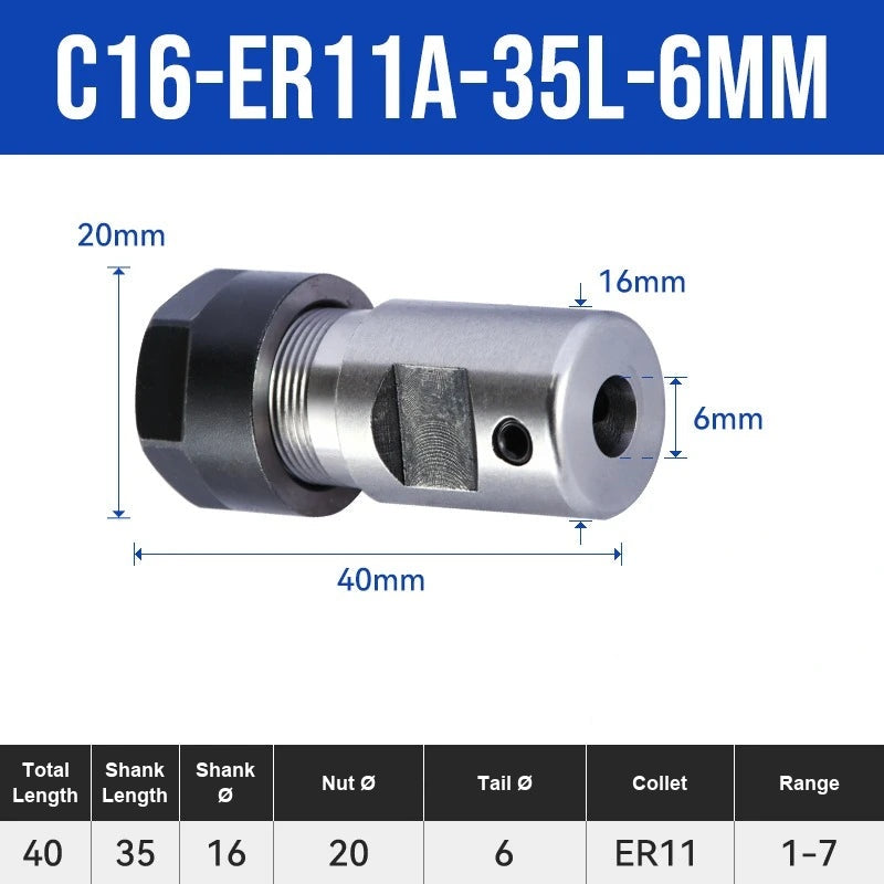 C16-ER11A-35L-6mm ER Chuck Collet Holder