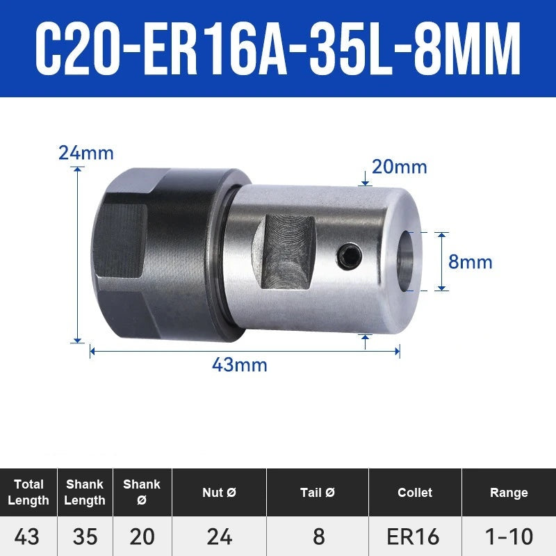 C20-ER16A-35L-8mm ER Chuck Collet Holder