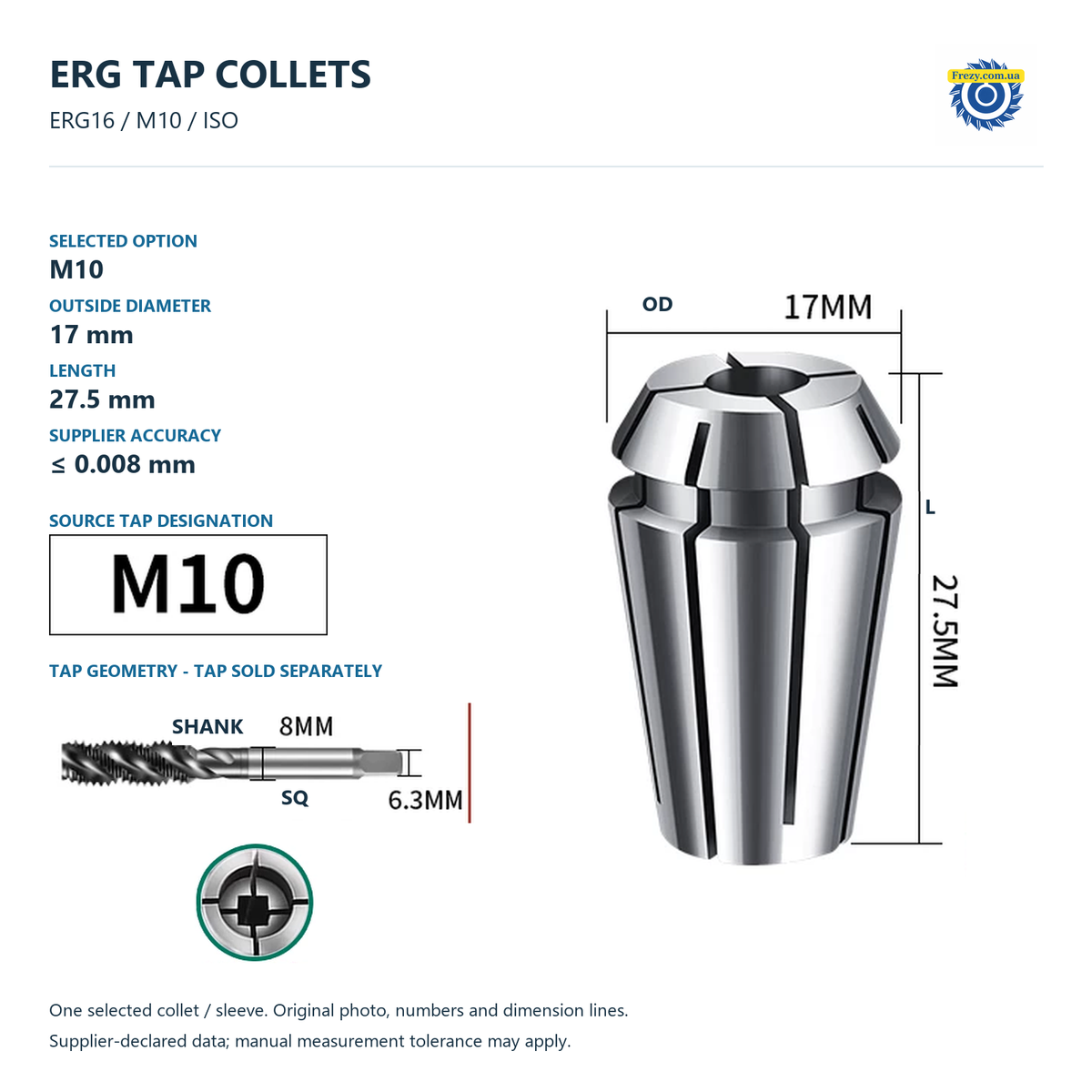 ERG16 / M10 / ISO / Оригінальна розмірна схема