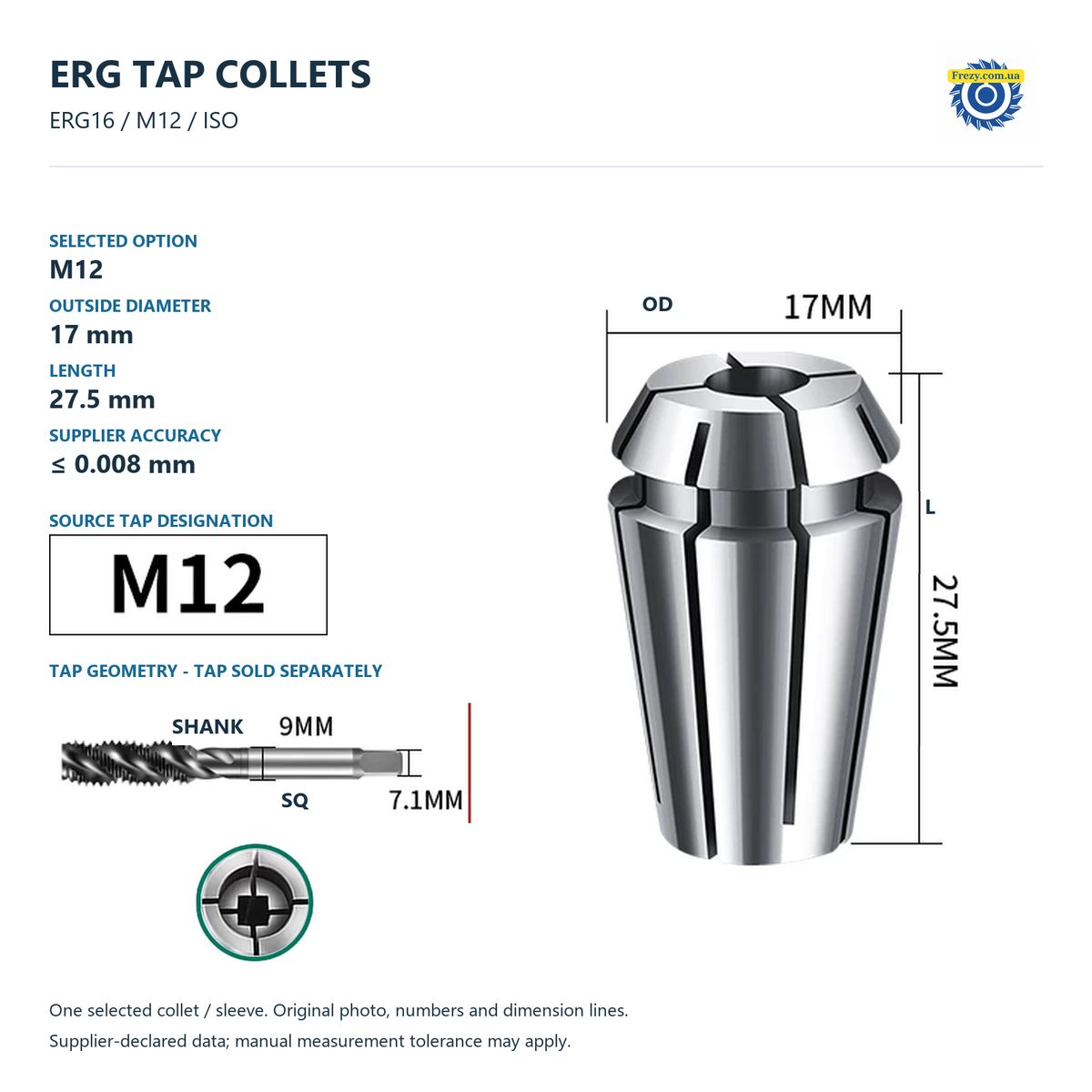 ERG16 / M12 / ISO / Оригінальна розмірна схема