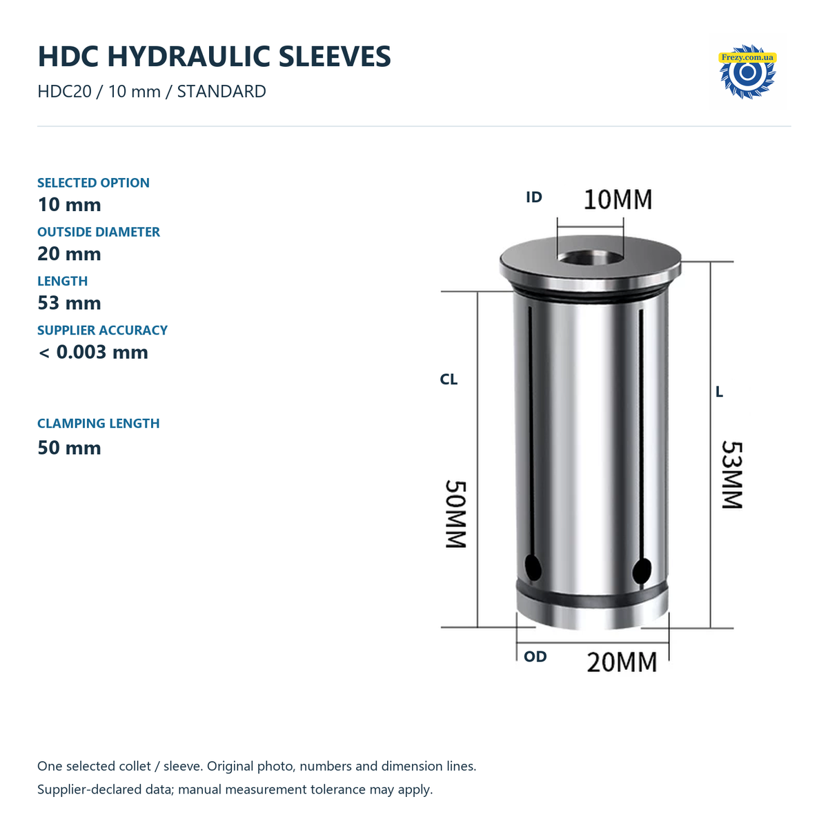 HDC20 / 10 мм / STANDARD / Оригінальна розмірна схема